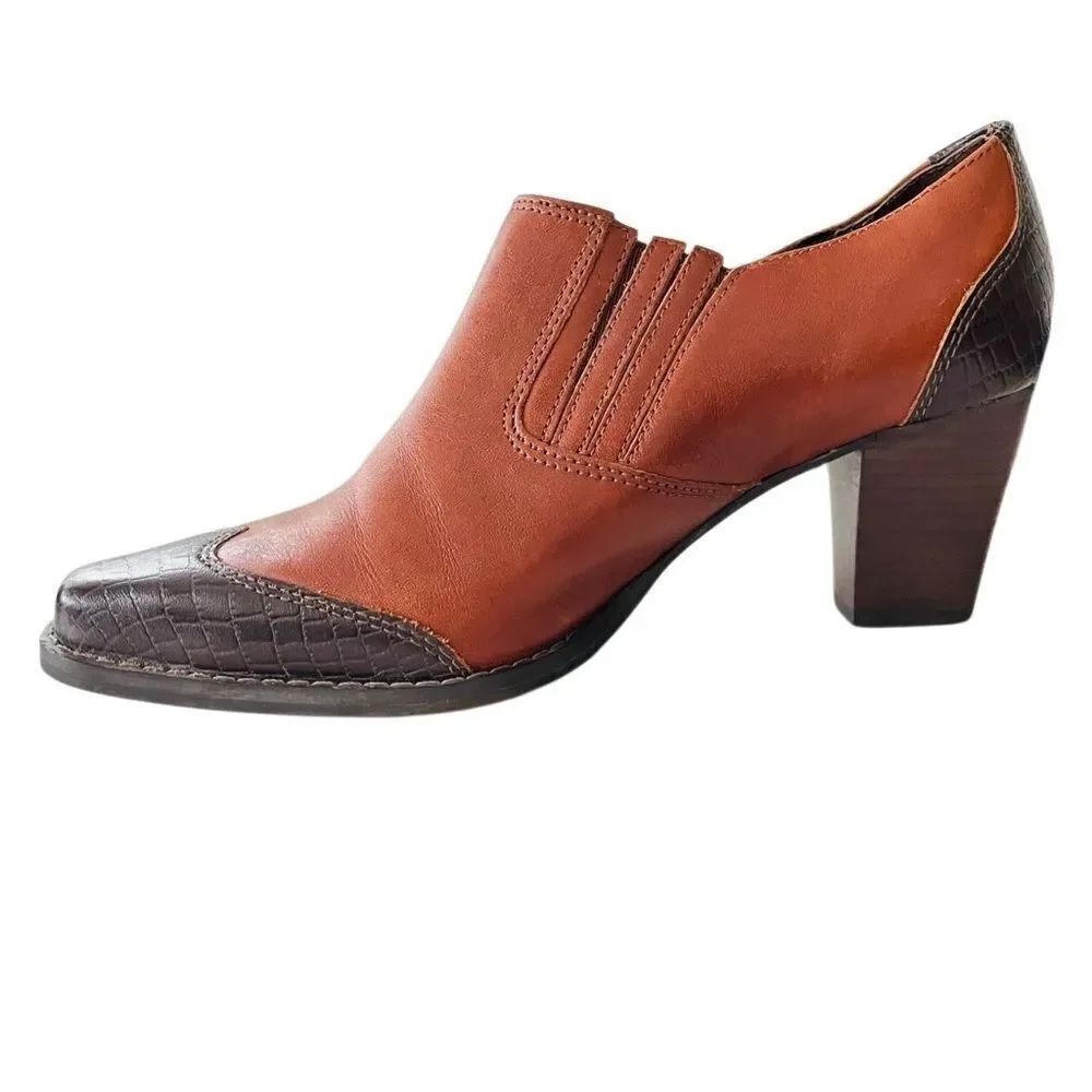 Artiva CLAUDIA Brown Leather Ankle Booties with Block Heel made in Brazil size 8 - Picture 5 of 7